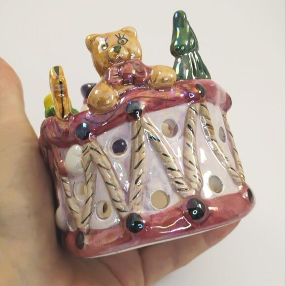 Christmas Votive Lusterware Finish Ceramic Tea Light Holder Candle Holder - Picture 14 of 15